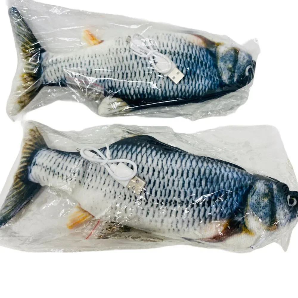 2X Floppy Moving Fish Cat Toy Realistic Interactive Dancing Wiggle Catnip